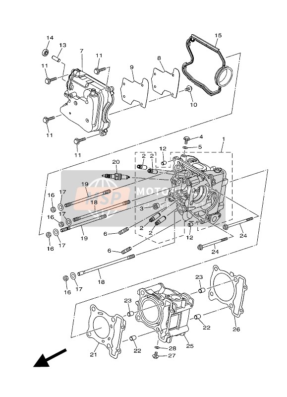 2DPE13111000, Cilinder 1, Yamaha, 0